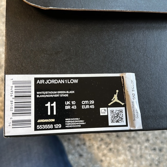 Nike Air Jordan low LIMITED green/white mens US size 11- Stock X verified - Picture 10 of 10